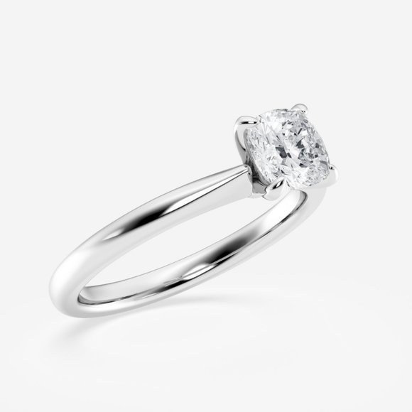1 ctw Cushion Lab Grown Diamond Petite Solitaire Engagement Ring - Picture 2 of 6
